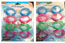 Swim Goggles 2 4 Pack Multicolored Child Googles Blue Pink Green Purple Ages 4 