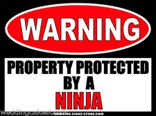 Ninja Funny Warning Sticker Decals 2-pack 4" wide each WS347