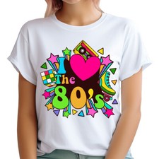 Love 80s Hen Party Costume 1980s Fancy Dress Retro Vintage Womens T-Shirts #6JG