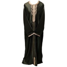 Men Moroccan Olive Green Long Sleeves Thobe Jubba Kandora Dishdasha