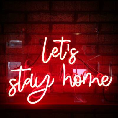 17''x14''Let's Stay Home Neonreklame Heim Zimmer Raum Wand Dekor Nachtlicht Schild