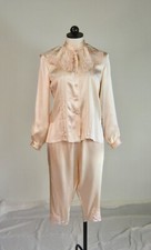 VINTAGE 70s Shanghai SILK PAJAMAS very fancy amazing collar 34