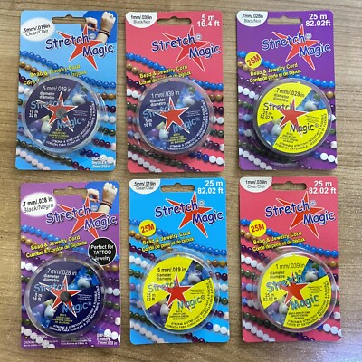 Stretch Magic SCHWARZ/KLAR Elastisch Auffädeln Faden Kordel ~ Alle Größen ~ Schmuck, Basteln