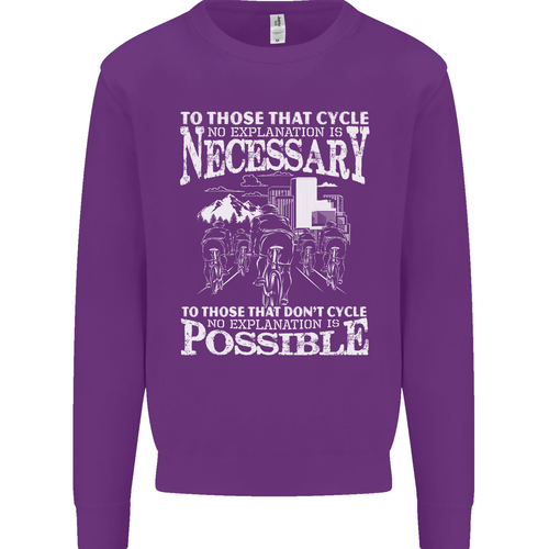 Cycling No Explanation Necessary Cyclists Kids Sweatshirt Sweater - Picture 81 of 82