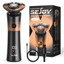 SEJOY Men's Rotary Electric Shaver Waterproof Cordless Wet & Dry Shaving