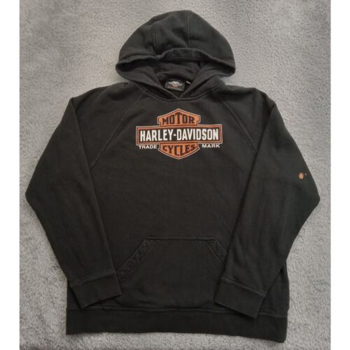 Harley Davidson Sweatshirt Hoodie L Long Sleeve Black Motorcycle Cotton Blend - Picture 1 of 8