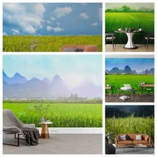3D Field Sky Green Clouds Self-adhesive Wallpaper Removable Wallpaper Wall Mural