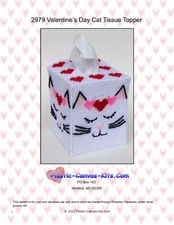 Valentine's Day Cat Tissue Topper-Plastic Canvas Pattern or Kit