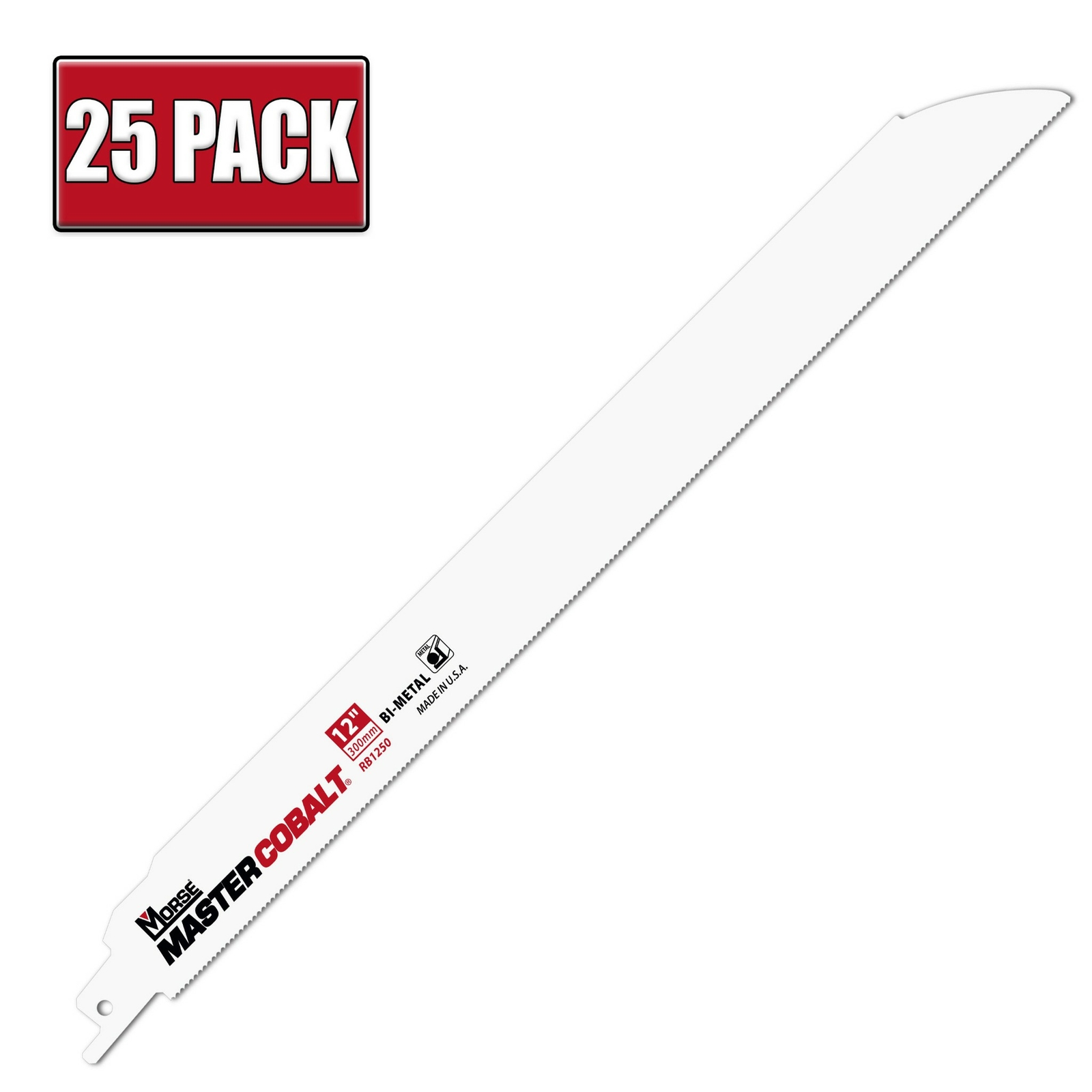 12" x .05" 14 TPI Morse Master Cobalt Bi-Metal Reciprocating Saw Blade - 25 Pack