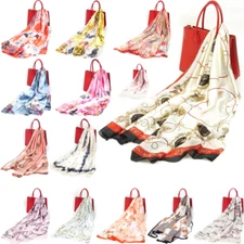 Women Soft Pashmina Silk Scarves Long Vintage Scarf Shawl Wrap Girls Head Stole