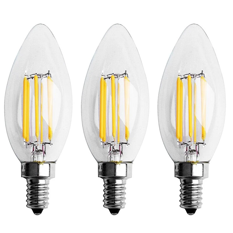 3X Dimmable E12 6W COB Candle Flame Filament LED Light Bulb Lamp