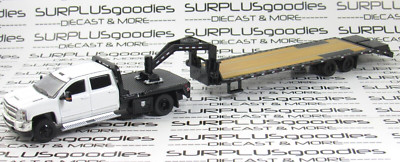 Greenlight 2018 CHEVROLET SILVERADO 3500 Dually Flatbed w/Gooseneck Trailer WHT