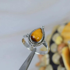 Tiger's Eye Gemstone Ring 925 Sterling Silver Handmade Classic Dainty Ring