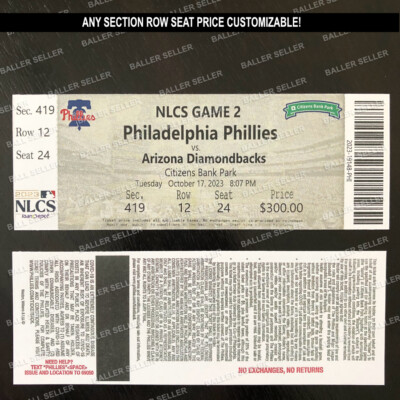 2023 NLCS Souvenir Ticket Stub Phillies Dbacks ANY SECTION ROW