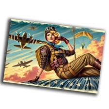 nice vintage woman Airborne Paratrooper retro WW2 Photo Glossy 4 6 in 58