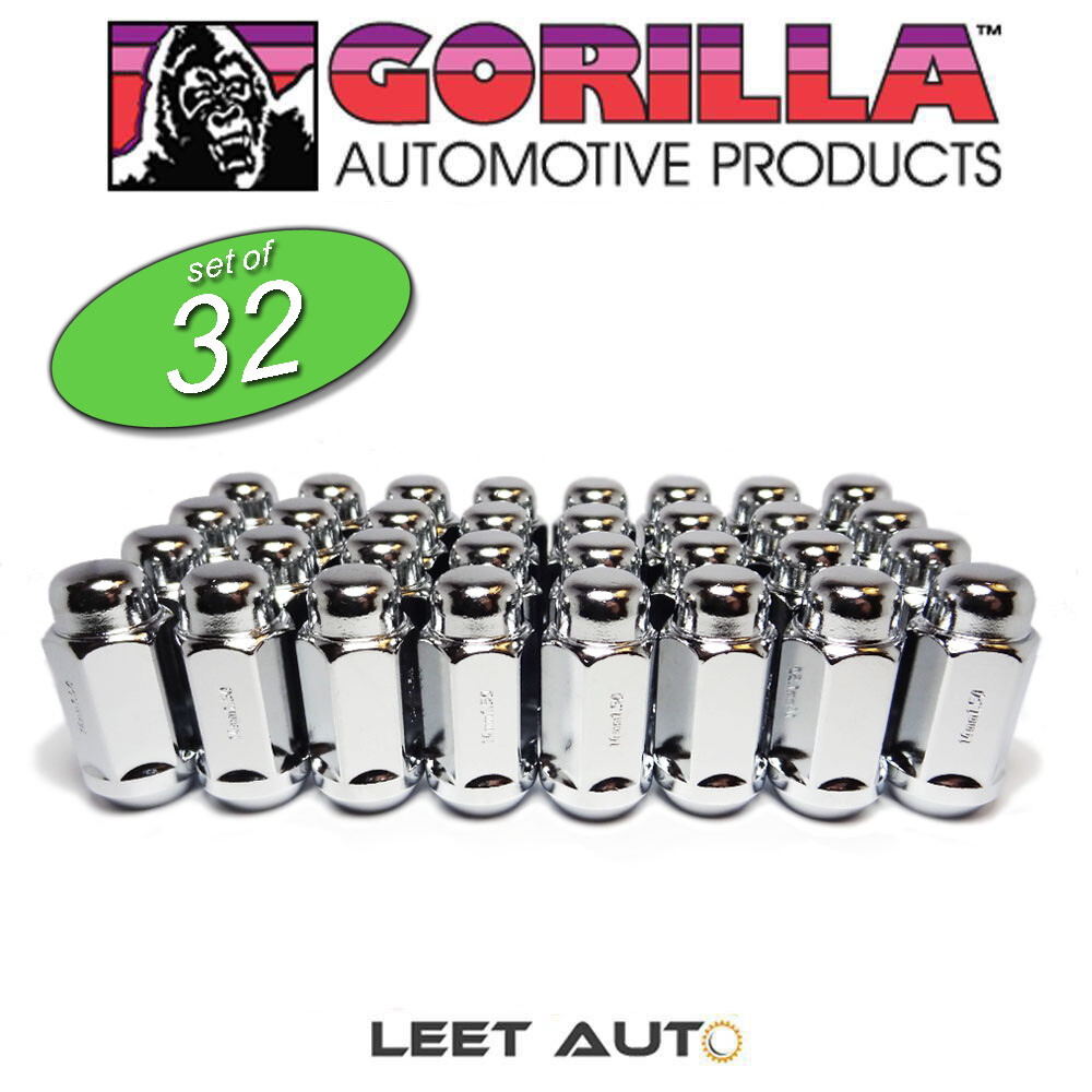 32pc.) Gorilla Lug Nuts, 14x1.50, Duplex Length, Chrome, Bulge