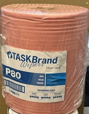 TaskBrand  Wipers, Red, 12" X 13", Premium Duty, Roll-P80 Premium Series