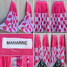 Vintage Marianne Pink White Patchwork Lace Maxi Skirt Hippie Boho 26 in Waist