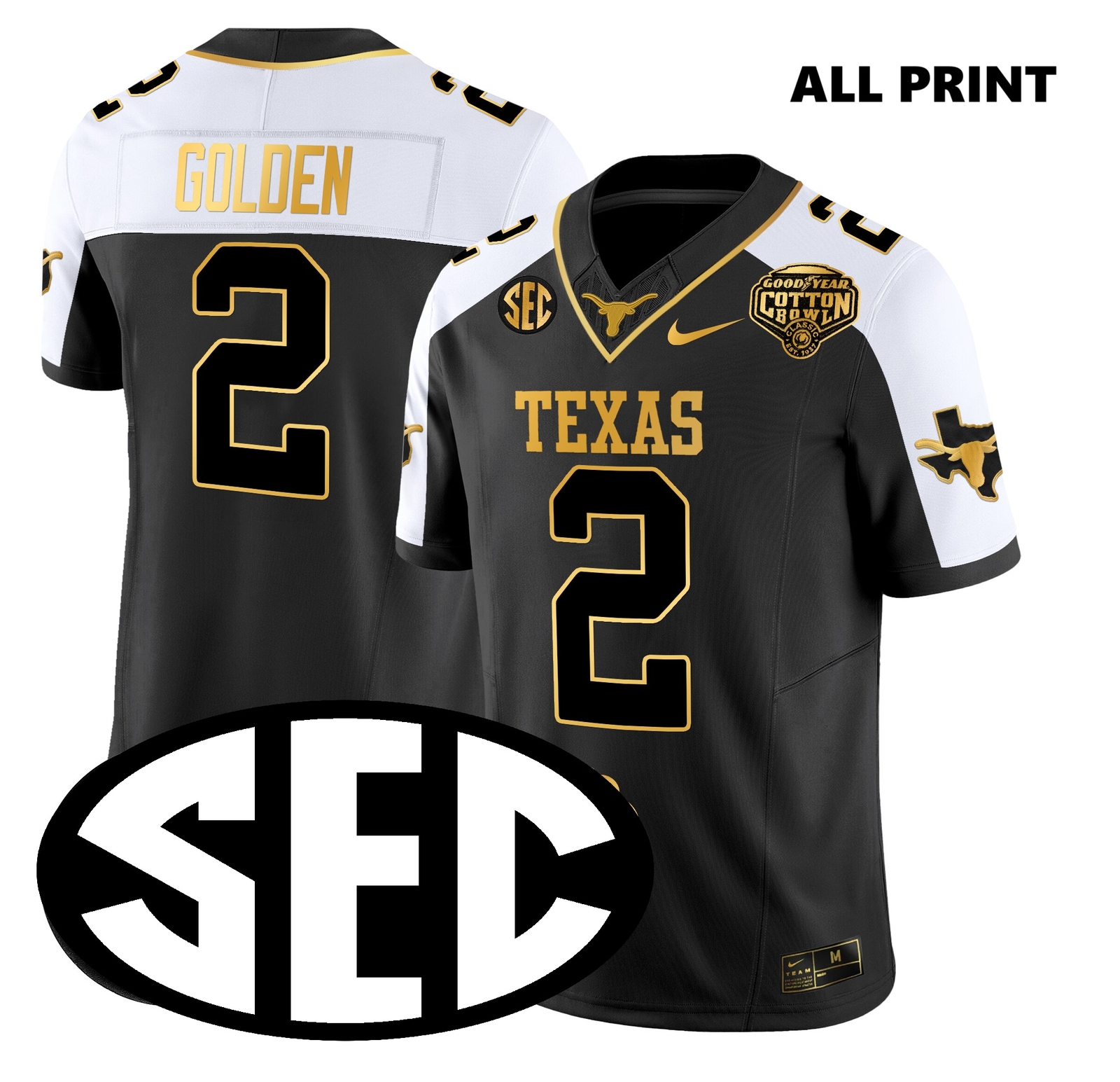 Texas Longhorns #2 MatthewxGolden Jersey  – All Print