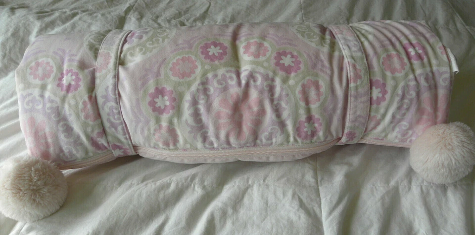 Pottery Barn Kids McKenna Medallion Sleeping Bag Flowers Pink Pom-Pom Purple - Image 2 of 4