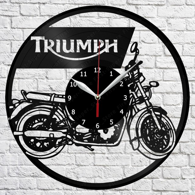 Triumph Motorcycle Vinyl Record Wall Clock Home Fan Art Decor 12'' 30