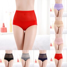 Women Solid Underwear High Waist Underpants Soft Briefs Cotton Knickers Panties 