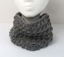 Neck Warmer Scarf Warm Handmade Soft Grey Yarn Mens Womens Uni Winter Wear New J