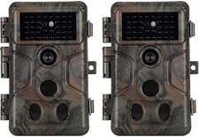2-Pack 64MP 1296P Trail Game Cameras 100ft Night Vision No Glow Wildlife Camera