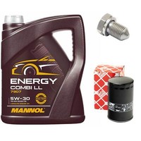 MotoröL Set 5W-30 5 Liter + ÖLfilter + ÖLablassschraube FüR Audi Seat Skoda Vw