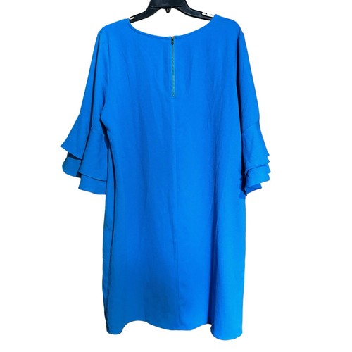Etuikleid mit weicher Umrandung Damen groß blau Stufen Rüschenärmel Cocktail - Bild 5 von 8