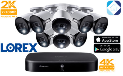 LOREX 2KAD88R 4K 8 Channel DVR Smart 2TB & 8-2K 5MP Deterrence Security Camera 