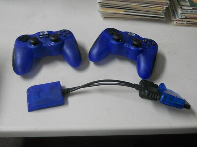 React PlayStation 2 PS2 Wireless Receiver 2 Dongles and 2 Controllers RT960BK