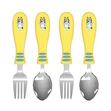Zak Designs Bluey Kid Flatware Fun Character Art on Both Utensils, Non Slip F...