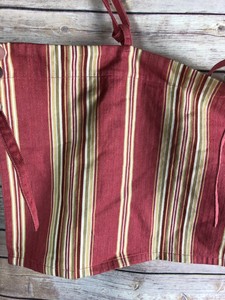Pottery Barn Curtains Window Valance Striped Rose Red Tan Tie