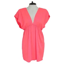 Xhilaration Swimsuit Coverup Dress Womens S Neon Coral Pink Orange Elastic Waist