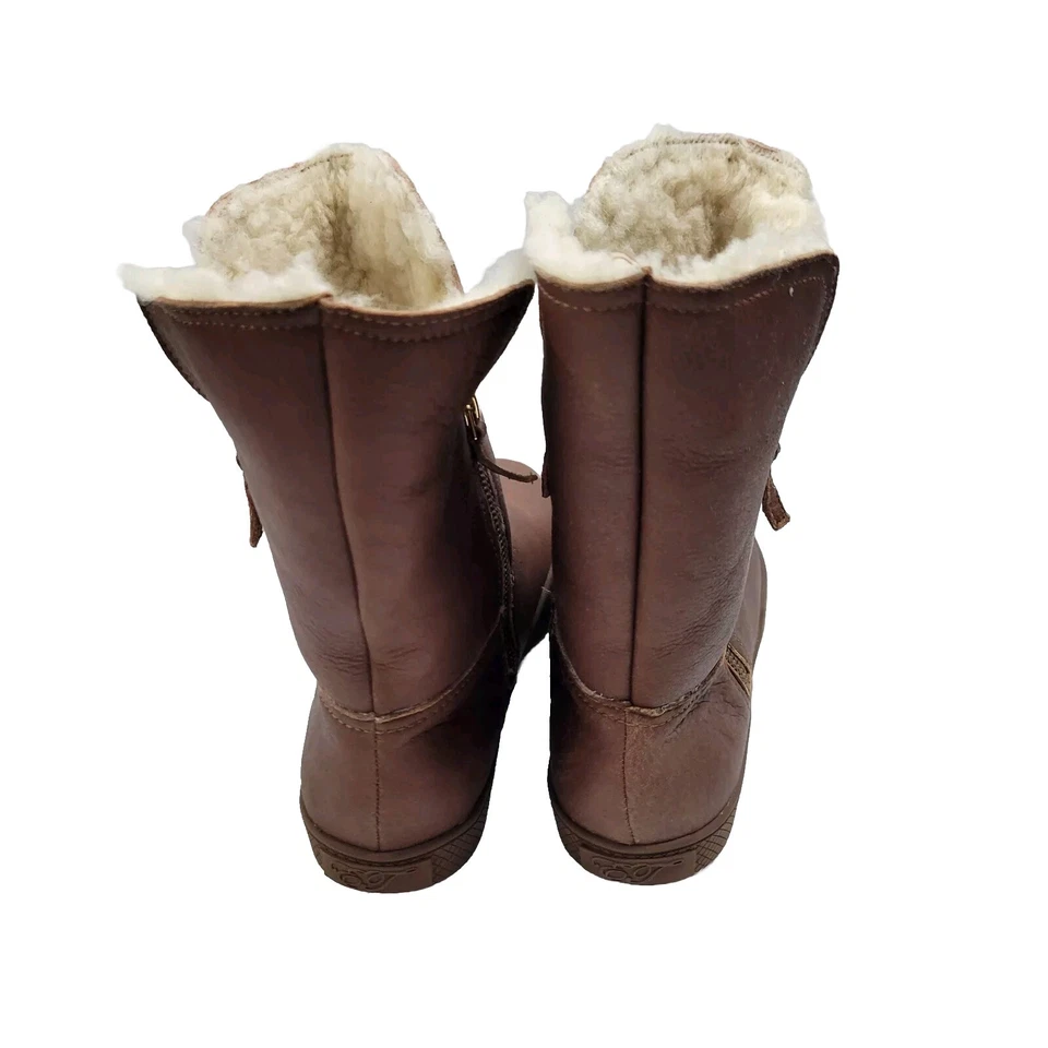 Botas de cuero marrón iris Elie Tahari forro de piel sintética talla 39,5 (9) 61724-2683 Foto 3 de 4