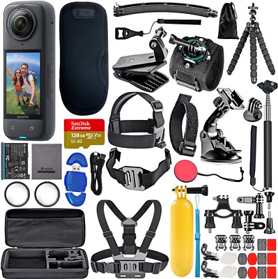 Insta360 X4 - Waterproof 360 8K Camera + 128GB Card + 50 Piece Accessory Bundle