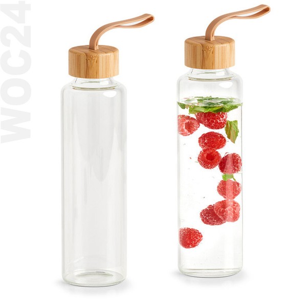 500 Ml Trinkflasche Dicht Smoothie Flasche Glasflasche Bambus Deckel Glas 0,5-image