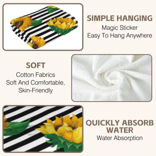 Sunflowers Hand Towels for Bathroom Set of 2 Floral Sunflower Hand Towels Sof... - Picture 3 of 7