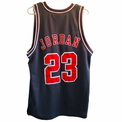 Vtg 90's Air Jordan Jersey Gray & Red Made in Thailand Medium Rare