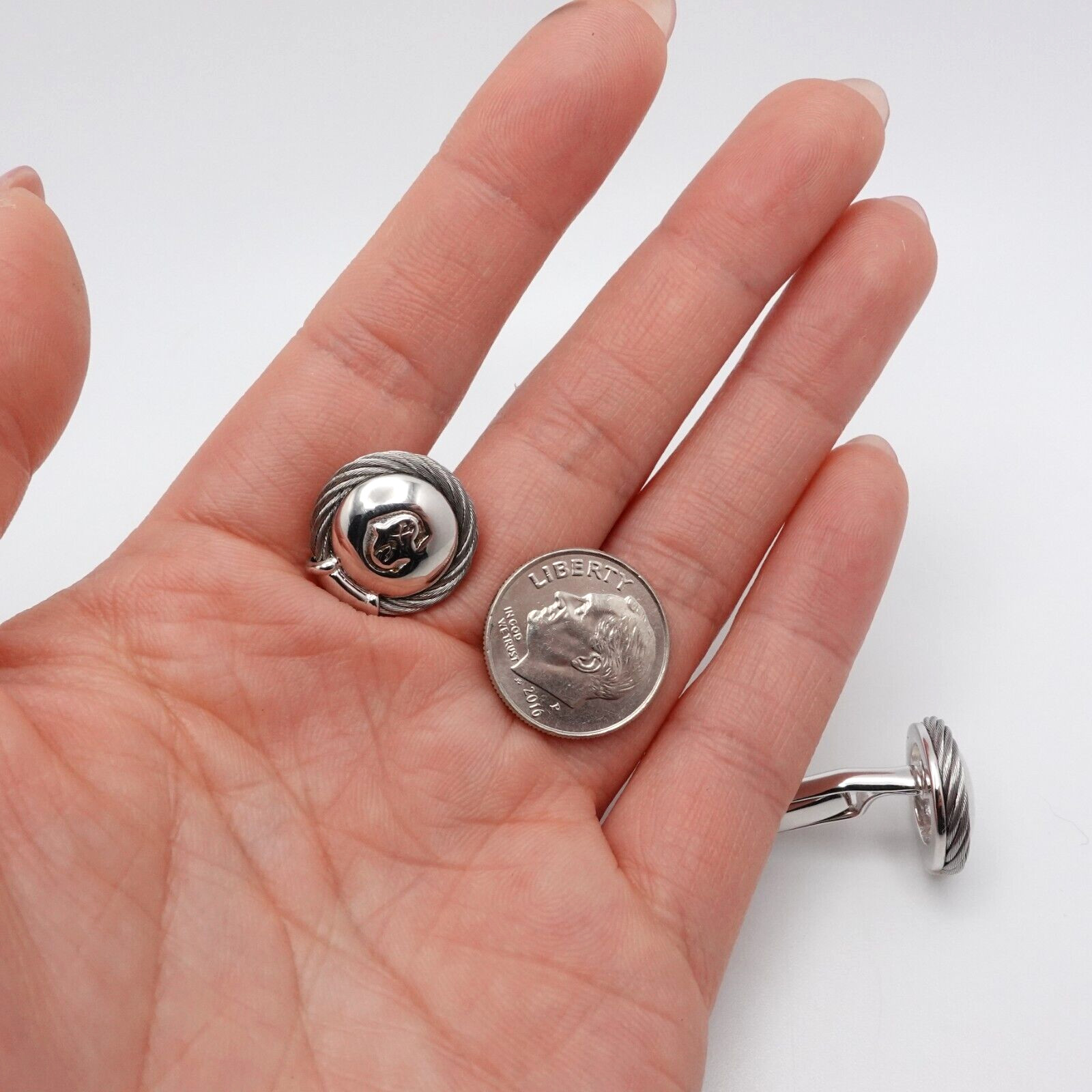 Silver Plated Round Cable Bezel Initial Letter C … - image 6