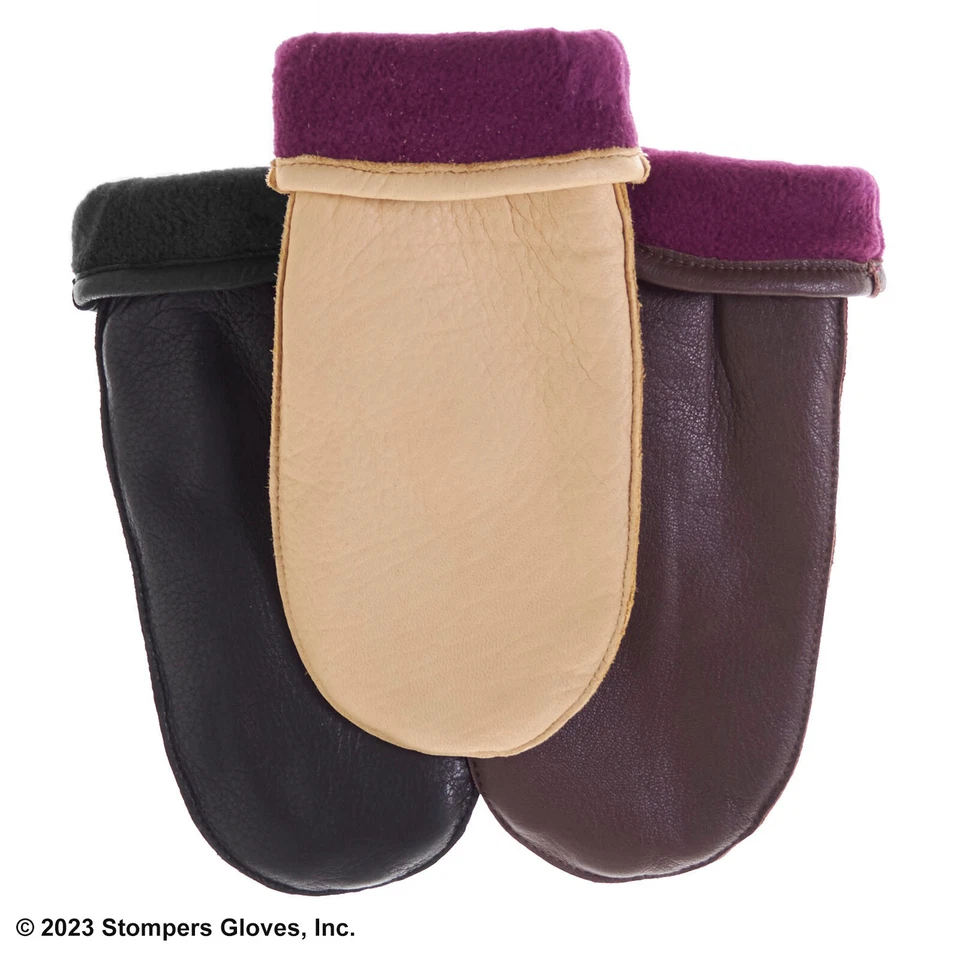 Guantes de cuero para mujer Snowfall con forro polar para dedos de Pratt and Hart Foto 2 de 3