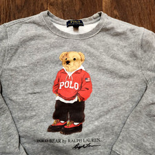 Polo Ralph Lauren Youth M 10-12 Gray Polo Bear Pullover Crewneck Sweatshirt