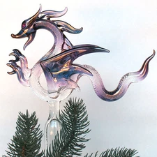 Dragon Christmas Tree Topper Blown Glass Ornament