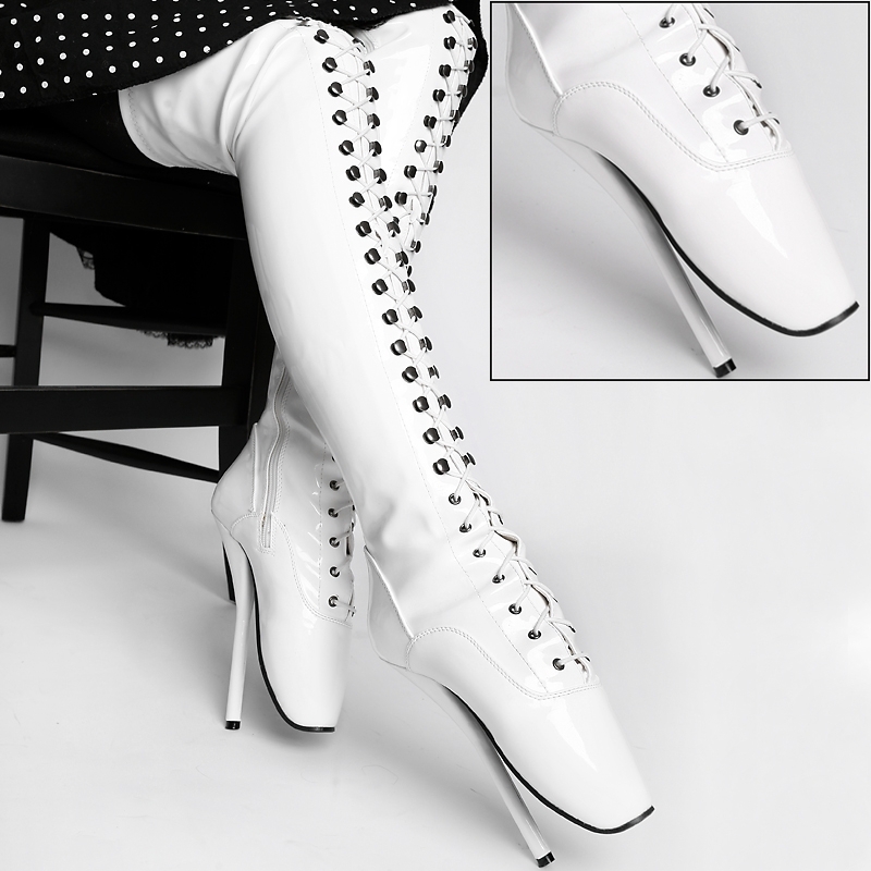 Kassiopeya Ballet Boots Overknee botas lacadas blancas botas de mujer botas de hombre CALIENTES