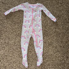Hatley Girls organic Pajamas One Piece Zip Rainbows sz 18-24 mos