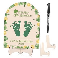 Baby's First St. Patrick's Day DIY Footprint Sign Wooden St. Patrick  s Day