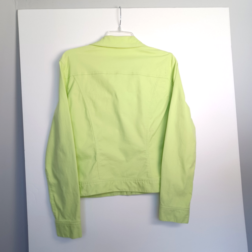 Chadwick's of Boston Women's M Lime Green Denim Jacket Stretch Cotton Jean Coat - Picture 8 of 16