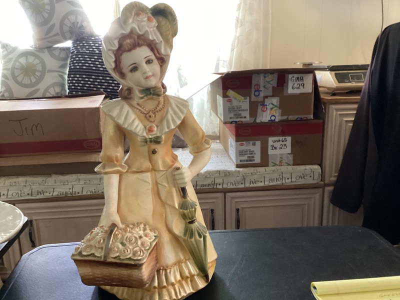 Large “Girl Holding a Basket” Ceramic Statue /  Figurine