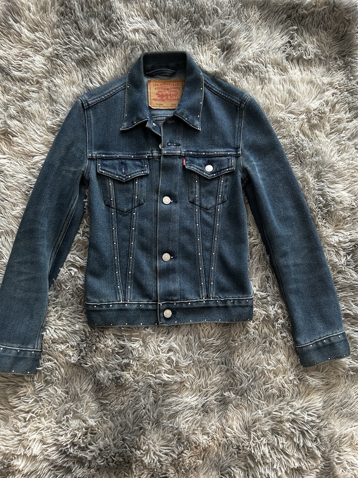 Levi Strauss & Co Giacca denim blu donna XS borchiata bottoni colletto 70590